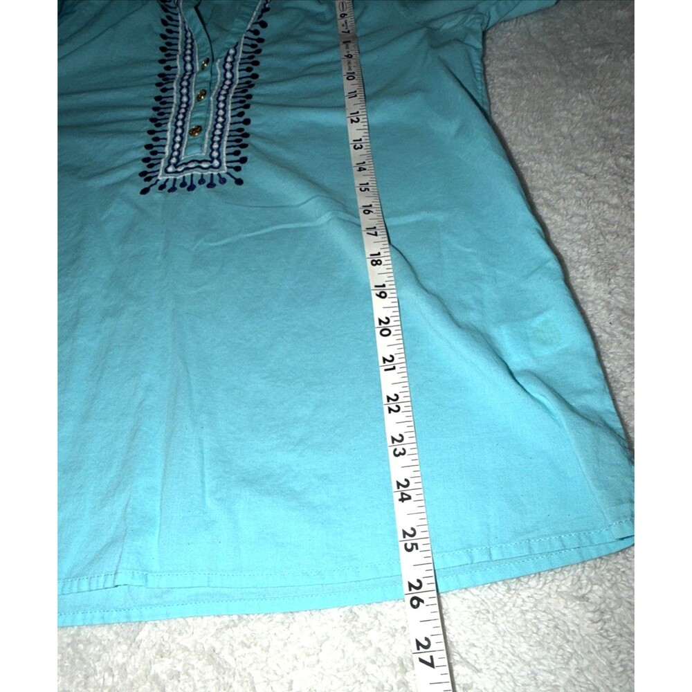 Lilly Pulitzer Top Blouse Embroidered Size S Lightweight Tunic Blue Elsa Cotton - Picture 5 of 10
